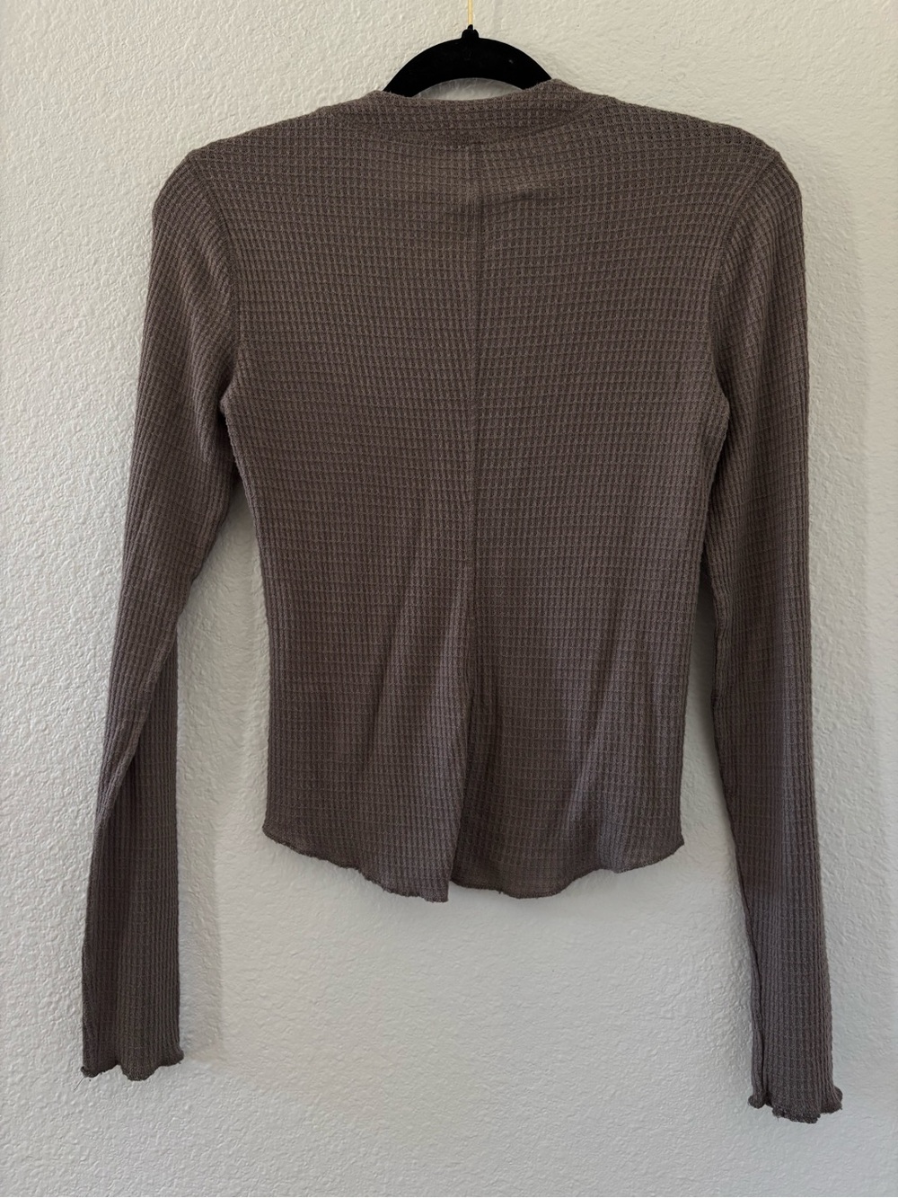 Intimately Free by Free people Waffle Knit Henley Long Sleeve Top - taupe Small - Picture 3 of 5